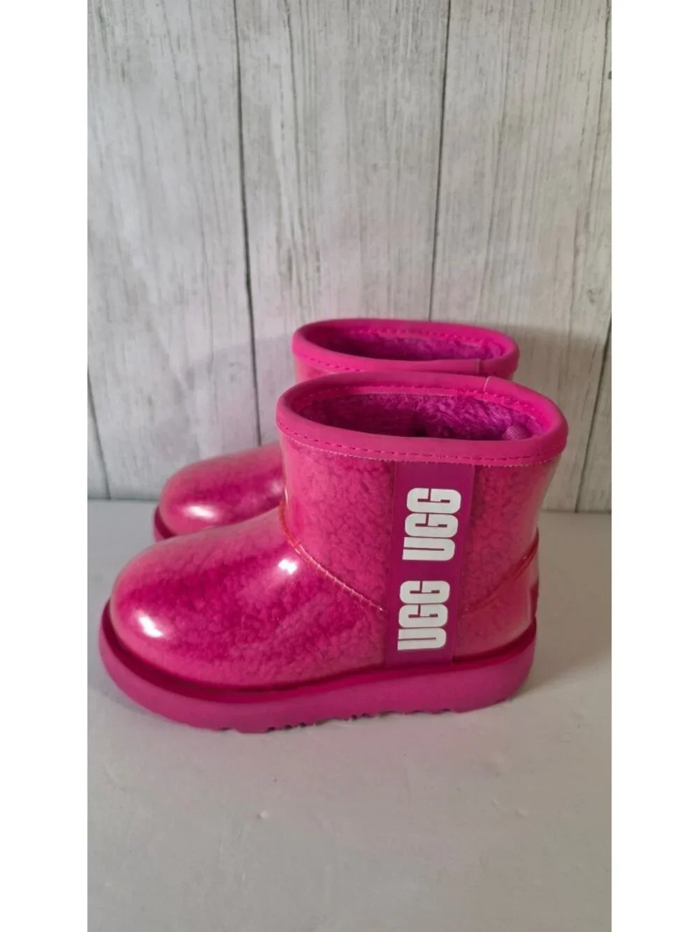 UGG CLASSIC CLEAR MINI PINK WATERPROOF BOOTS TODDLER GIRLS SIZE 10 RAIN SNOW
